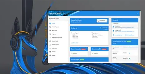 AzuraCast radio dashboard overview
