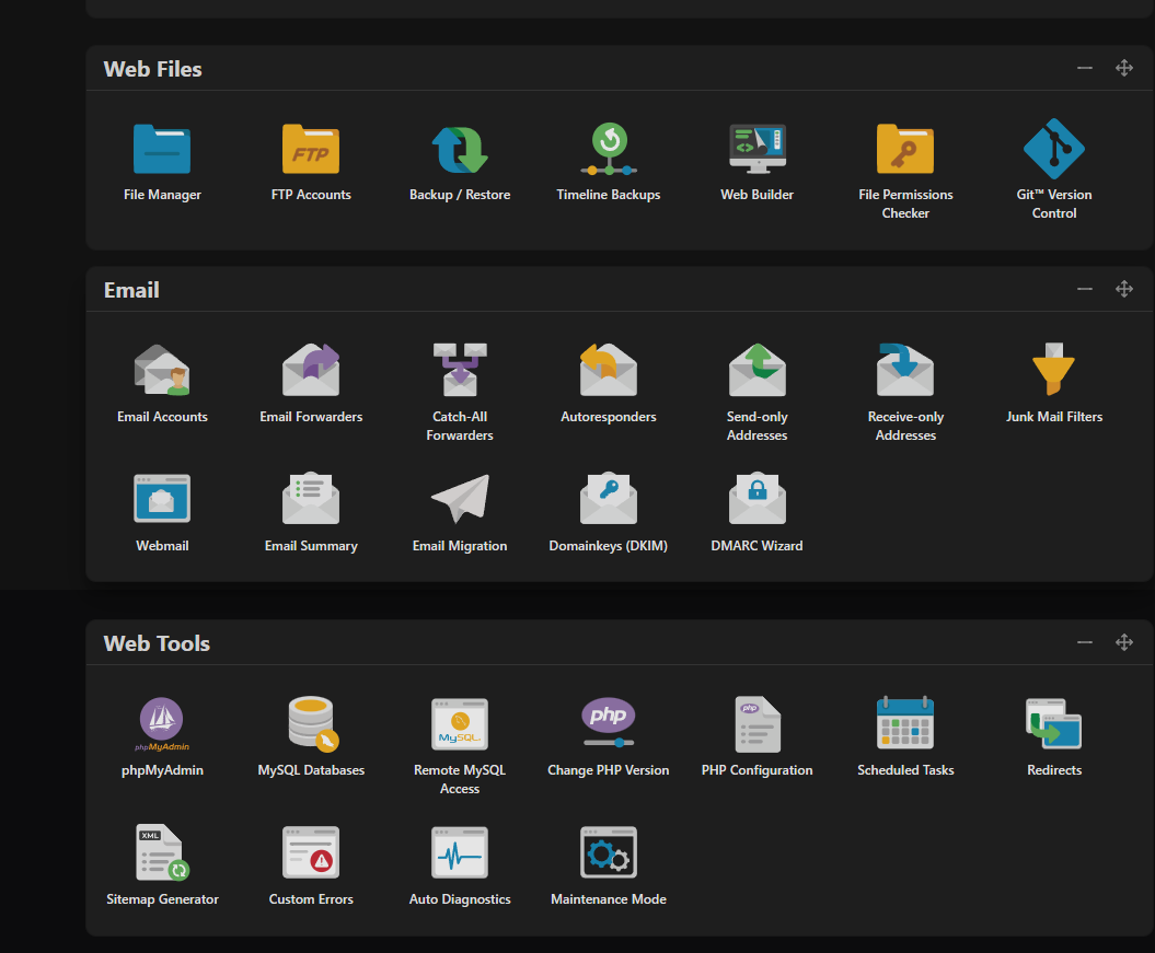 Fast access to everyday hosting tools
